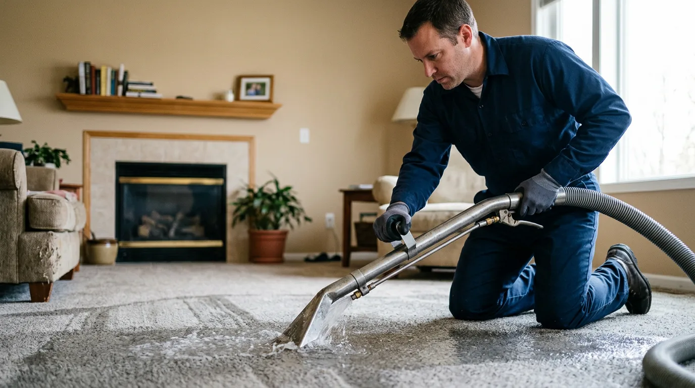 Water damage restoration technician working near Selden, KS